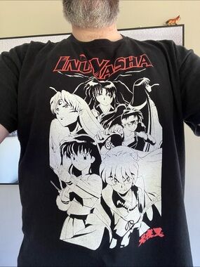 InuYasha Graphic Tee - Black with Red & White Anime Print